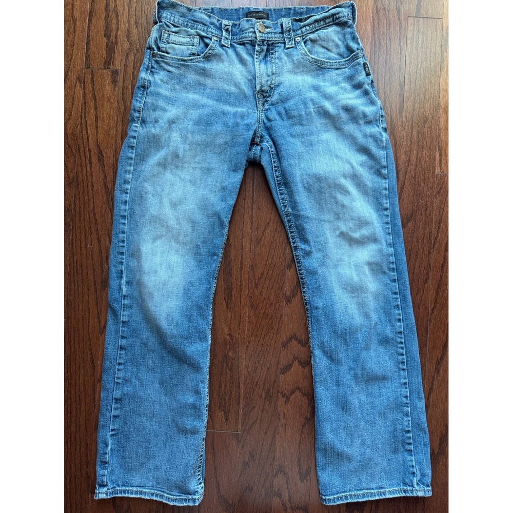 Silver Jeans Co Mens Light Wash Straight Leg Denim Jeans Blue Fade 33x31